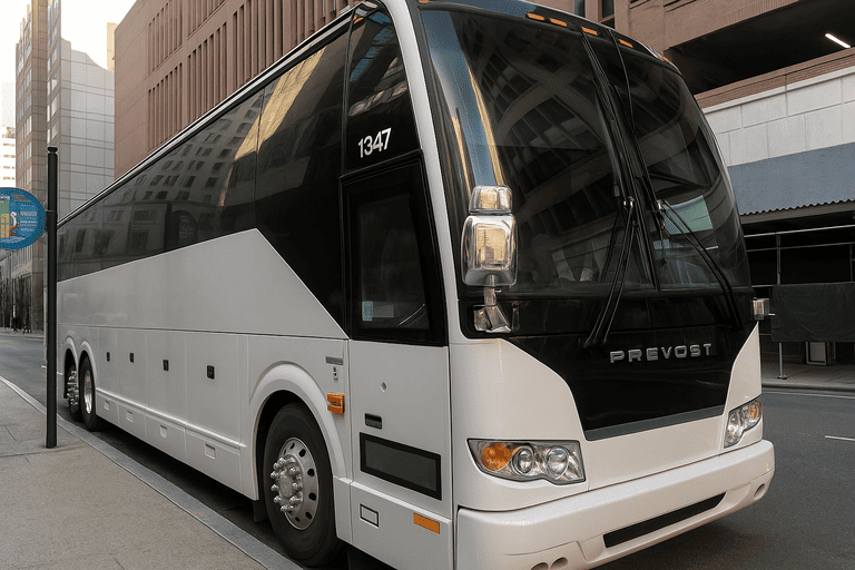 a New York @City Coach Bus Service coach bus