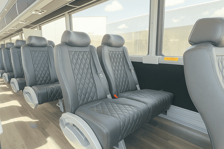 interior of New York @City Coach Bus Service charter bus