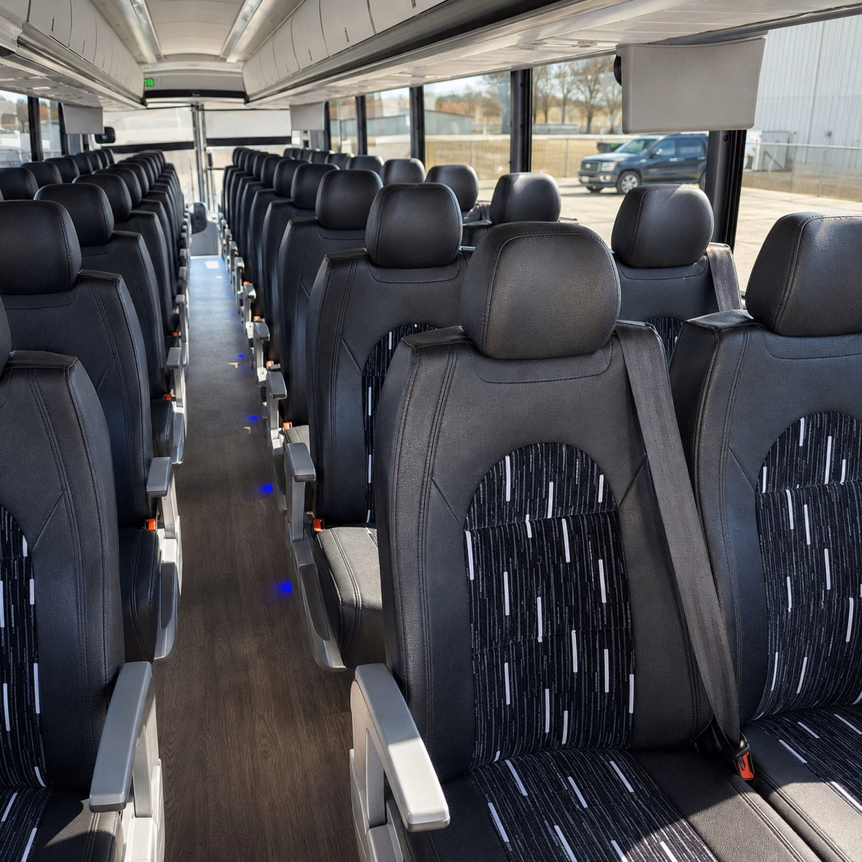 new york city charter bus rental interior